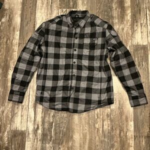 Street & Steel Men's Black and Gray Plaid Shirt Size Large